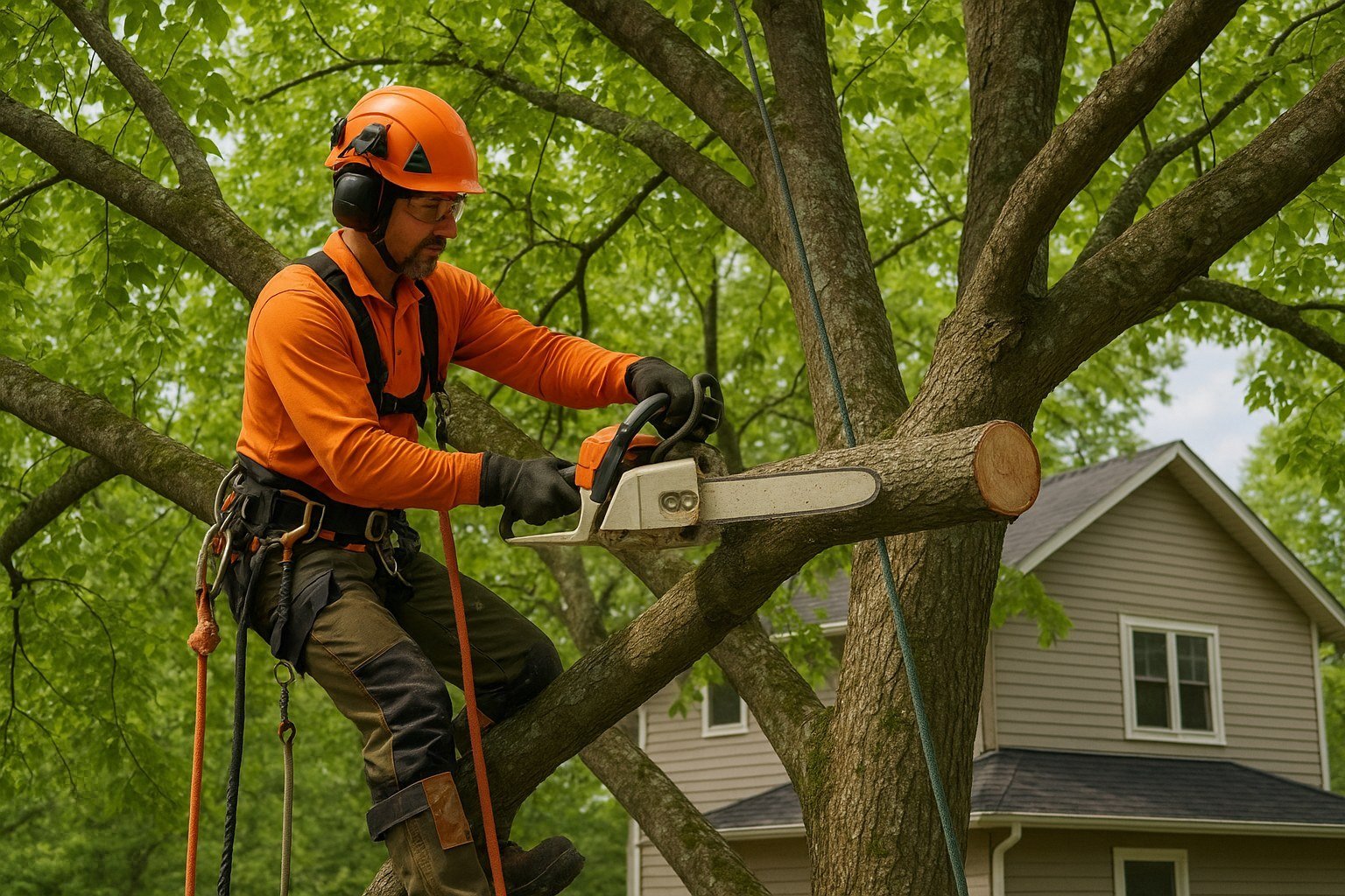 Professional tree removal service at work